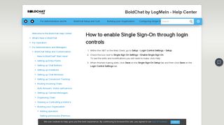 How to enable Single Sign-On through login ... - BoldChat - Bold360