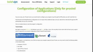 Configuration of Applications | BolehVPN