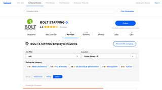Working at BOLT STAFFING: Employee Reviews | Indeed.com