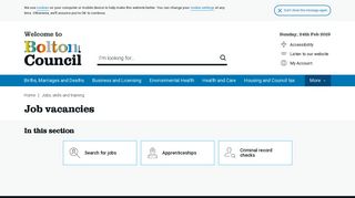 Job vacancies – Bolton Council