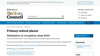 Primary school places - Bolton Council