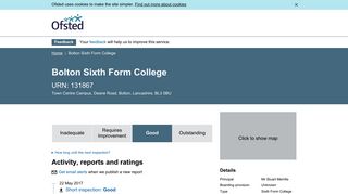 Ofsted | Bolton Sixth Form College