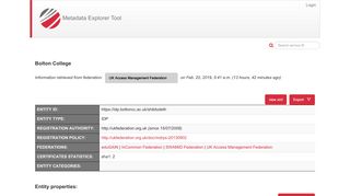 UK Access Management Federation - Metadata Explorer Tool