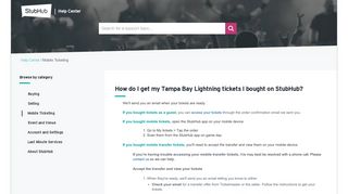 How do I get my Tampa Bay Lightning tickets I bought on StubHub?