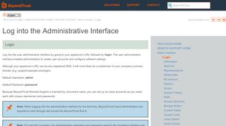 Log into the Administrative Interface - BeyondTrust