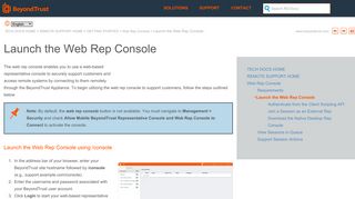 Launch the Web Rep Console through /login - BeyondTrust
