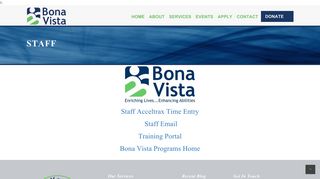Staff - Bona Vista Programs link access page for all current staff
