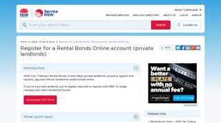 Register for a Rental Bonds Online account (private ... - Service NSW
