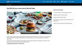 Get $20 off your next meal at Bondi Pizza - Citibank Dining Program ...