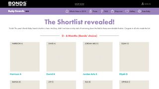 Baby Search Shortlist | BONDS Australia