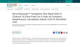 Dine Rewards™ Sweetens The Meal With A Chance To Dine Free For ...
