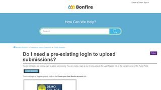 Do I need a pre-existing login to upload submissions? – Bonfire Support