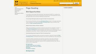 University of Manitoba - Financial Services - Bid Opportunities