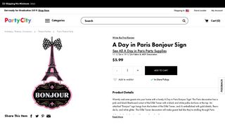 A Day in Paris Bonjour Sign 11 1/2in x 19 1/2in | Party City