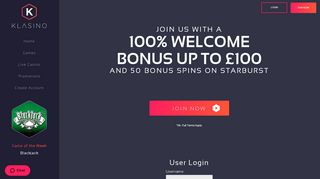 Login - Klasino | Join us with a 100% welcome bonus up to £/$/€100 ...