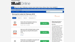 Bonusprint code - 40% OFF in January - Daily Mail