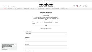 Account Registration Page - Boohoo