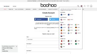 Account Registration Page - Boohoo