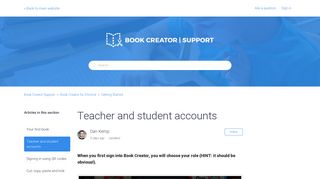 Teacher and student accounts – Book Creator Support