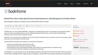 Book4Time's New In-Spa App Enhances Guest Experience, Spa ...