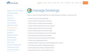 Manage Bookings - Features and benefits - bookalet