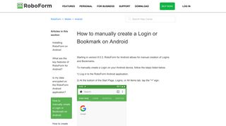 How to manually create a Login or Bookmark on Android – RoboForm