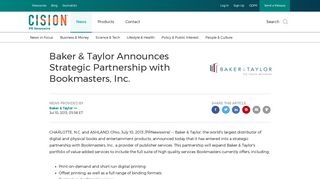 Baker & Taylor Announces Strategic Partnership with Bookmasters, Inc.