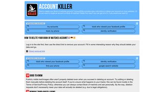 Delete your Book of matches account | accountkiller.com