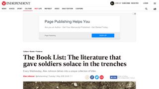 The Book List: The literature that gave soldiers solace in the trenches ...