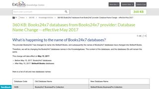 360 KB: Books24x7 databases from Books24x7 provider: Database ...