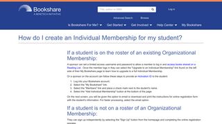 How do I create an Individual Membership for my student? | Bookshare