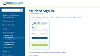 Student Sign In | booksource