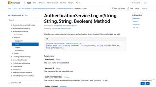 AuthenticationService.Login(String, String, String, Boolean) Method ...
