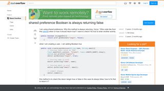 shared preference Boolean is always returning false - Stack Overflow