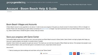 Account - Boom Beach Help & Guide - George Garside