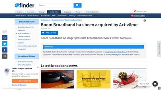 Boom Broadband has been acquired by Activ8me | finder.com.au