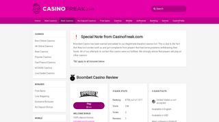 Boombet Casino Review 2019 - CasinoFreak.com
