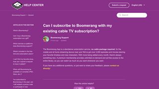 Can I subscribe to Boomerang with my existing cable TV subscription ...