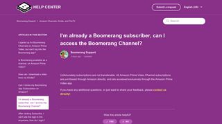 I'm already a Boomerang subscriber, can I access the Boomerang ...