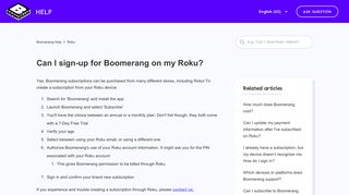 Can I sign-up for Boomerang on my Roku? – Boomerang Support