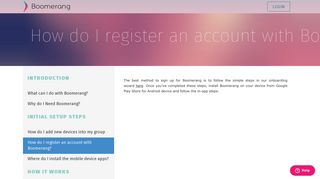 How do I register an account with Boomerang? - Log On
