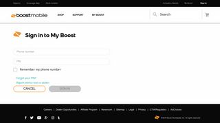 My Boost Dashboard - Sign In