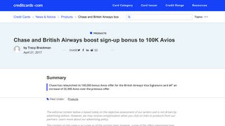 Chase and British Airways boost sign-up bonus to 100K Avios ...