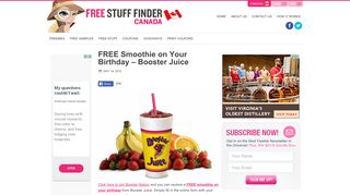 FREE Smoothie on Your Birthday – Booster Juice | Free Stuff Finder ...