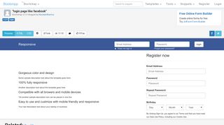 Bootstrap Snippet login page like facebook using HTML CSS Bootstrap