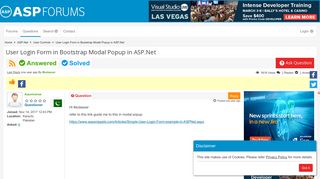 User Login Form in Bootstrap Modal Popup in ASP.Net | ASPForums.Net