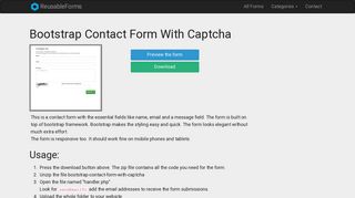 Bootstrap Contact Form With Captcha - download from ReusableForms