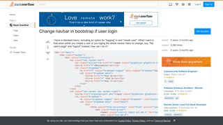 Change navbar in bootstrap if user login - Stack Overflow