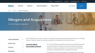 Mergers and Acquisitions | BOQ