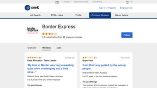 Border Express employee ratings and reviews | SEEK